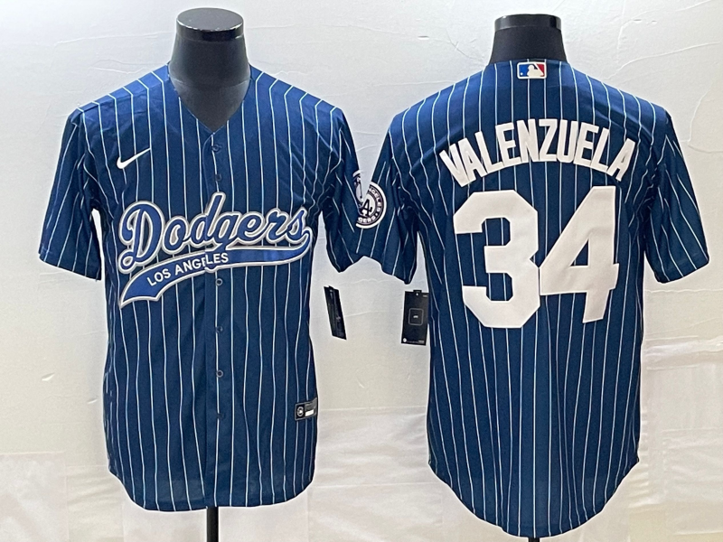 Men's Los Angeles Dodgers Fernando Valenzuela #34 Blue Jersey Joint Edition